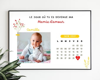 Geschenk zum Großmuttertag. Personalisiertes Oma-Poster mit Foto und Geburtsdatum. Individuelles Poster für Oma.