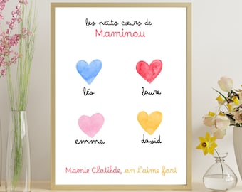 Personalisiertes Poster "Omas kleine Herzen", Geschenk der Großmutter, Großmuttertag