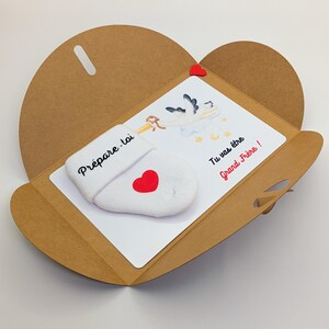 Tableau Annonce Grossesse Avec Chaussette Personnalisée - Cadeau Futurs Grands-Parents - Bois 17x12 Cm