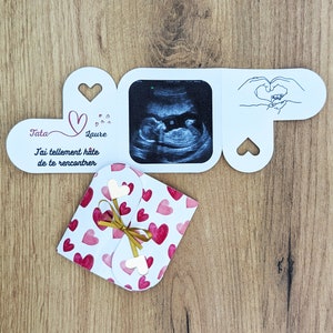 Heart card, Pregnancy announcement, with printing of your own ultrasound or an illustration.