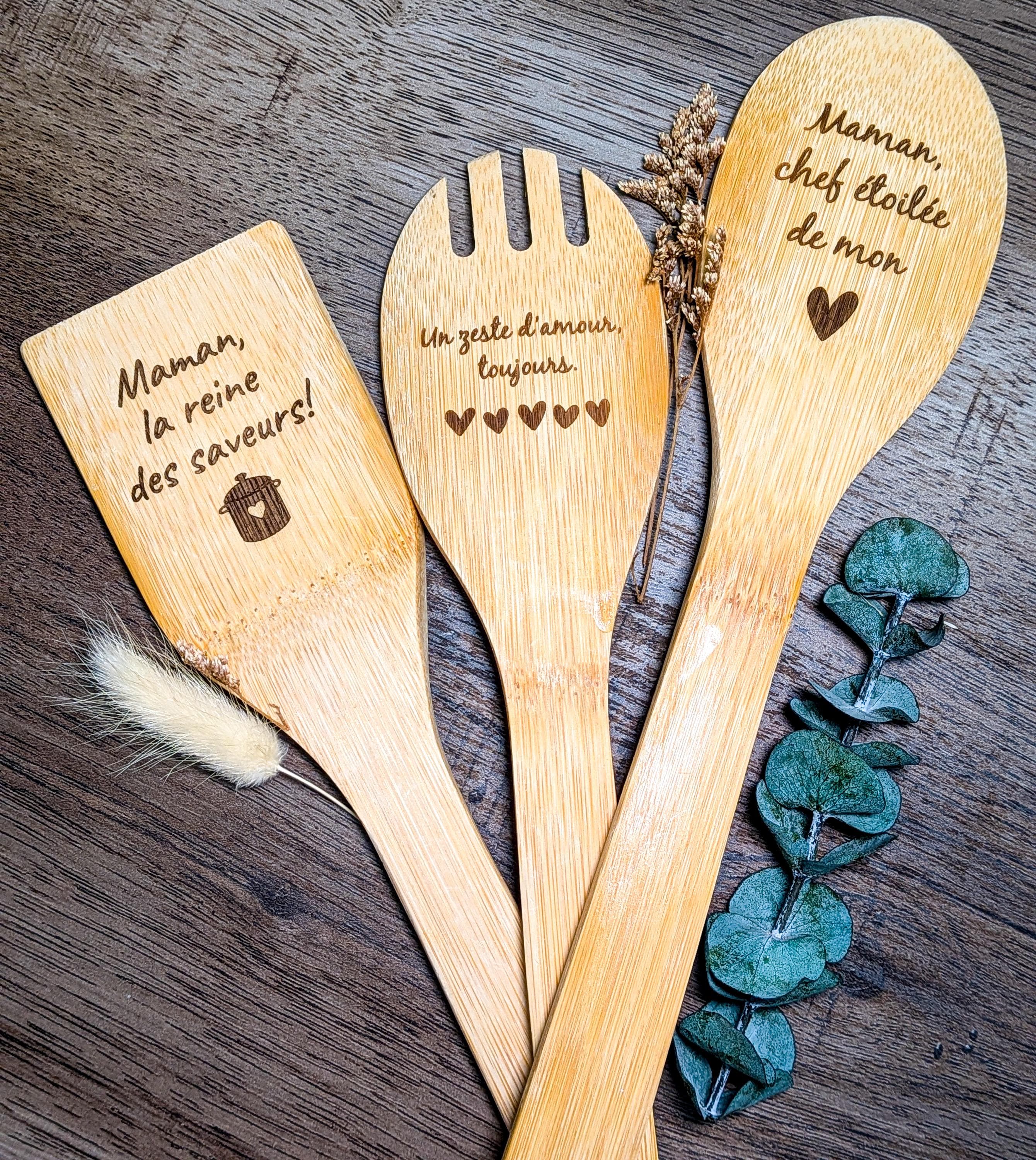 Cuillère En Bois Gravée Personnalisée : Ustensile De Cuisine