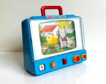 Vintage toy television, Chicco Magic Video. Lenticular Image 80s