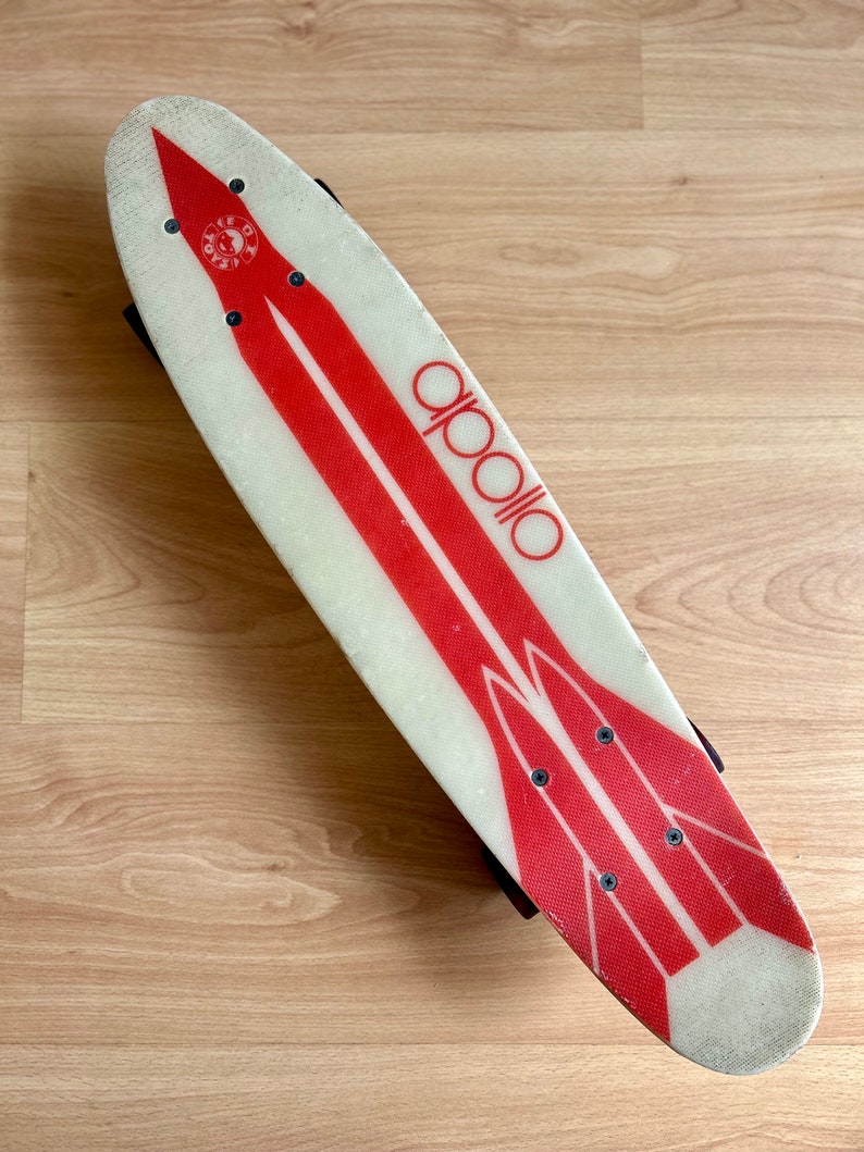 fiber glass 70s skateboard
Rocket. vintage skateboard