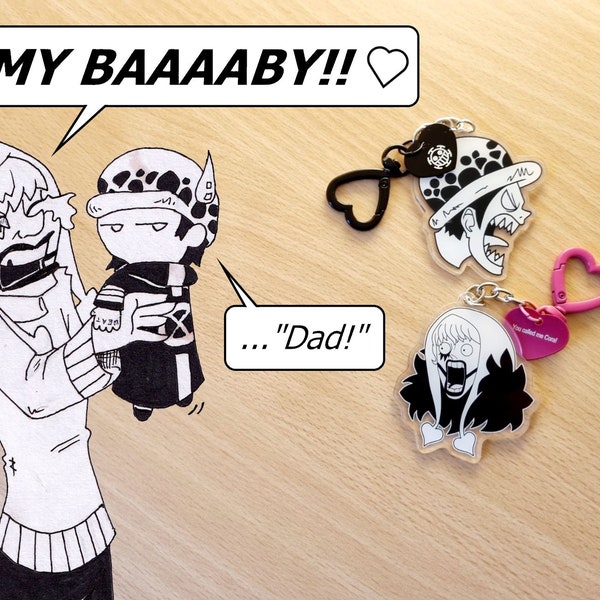 One Piece inspired Corazon and Law Keychains