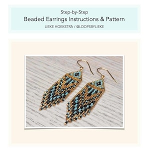 PDF Tutorial + Pattern for Beaded Fringe Earrings (ladder stitch, brick stitch, fringe instructions)