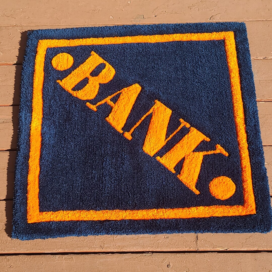 BANK Rug - Navy Blue & Orange - Etsy