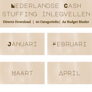 Geldvulling Nederlands | A6 Budgetbinder | Maanden van het jaar | Geldkaart | A6 Ritszakje | Budgetplanning | Dashboards | Roze met Brons