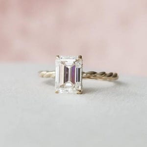 2 CT Emerald cut moissanite engagement ring 925 Sterling silver Hidden Halo Twisted Ring Unique anniversary gift for her