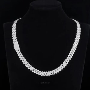 VVS Moissanite Diamond Cuban Link Chain 10 MM Hip Hop Chain Bust Down Cuban Necklace, Rapper Miami Cuban Chain