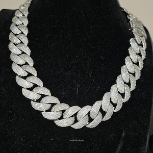 24 MM VVS Moissanite Diamond Cuban Link Chain, Hip Hop Chain Bust Down Cuban Necklace for Rapper Miami Cuban Chain Jewelry Gift for Him
