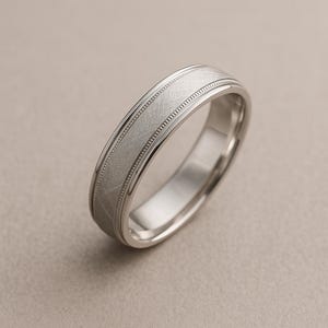 Men hand brush wedding band 925 sterling silver wedding ring band Vintage promise ring anniversary gift for him