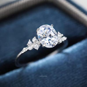 Oval cut moissanite engagement ring 925 sterling silver Wedding Promise ring anniversary gift for women, wife