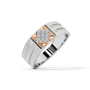 Round brilliant cut moissanite Ring for Men 925 Sterling Silver Double tone Unique deign ring for him promise ring anniversary gift for him