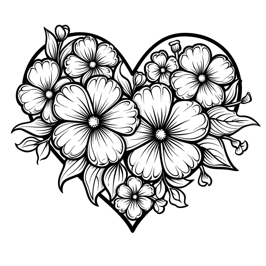 12 Valentine's Day Themed Coloring Pages Etsy UK