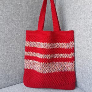 Gehäkelte rote Baumwolle handgemachte Umhängetasche, gefütterte Tasche, Boho-Tasche