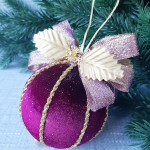 Christmas Ornaments handmade fabric, Christmas decoration tree, Burgundy Christmas tree ball, Christmas tree toy, Christmas home decor