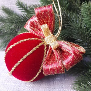 Christmas Ornaments handmade fabric, Christmas decoration tree, Red Christmas tree ball, Christmas tree toy, Christmas home decor