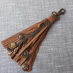 Charm de sac, Pompons en cuir pour sac, Accessoire en cuir pour sac femme, Pompon pour sac à main, Porte-clés pour sac