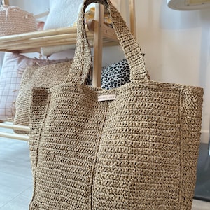 Borsa tote "Sand Thread", realizzata a mano con filo di rafia - Bohemian
