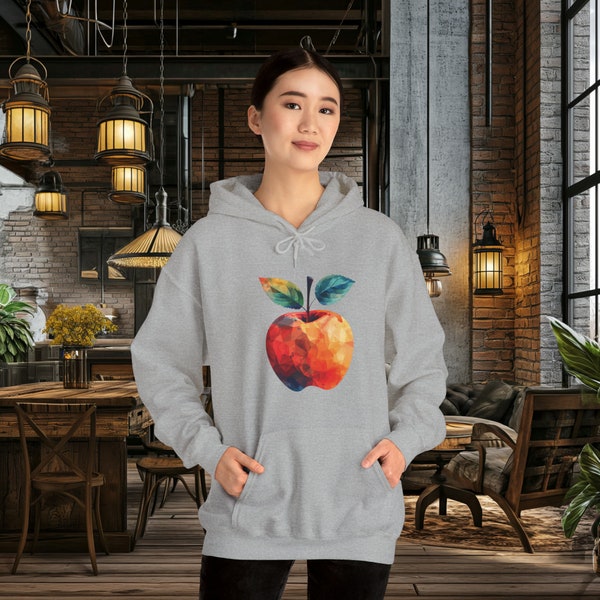 Geometric Apple, Unisex Heavy Blend™ Hooded Sweatshirt, Hoodie