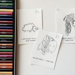 Cartões de Afirmação Animal para Crianças Colorirem – Atividade de Atenção Plena e Confiança para Imprimir – 24 Cartões de Colorir Positivos – Download Instantâneo