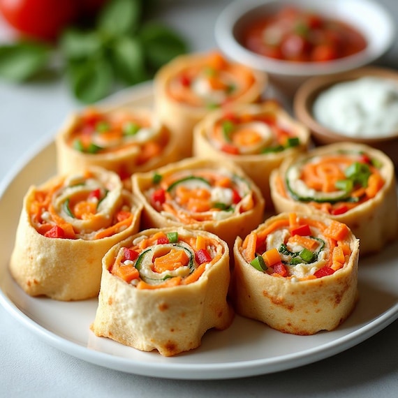BEST RECIPE for Pinwheel Roll-Ups Creamy Veggie Tortilla Wraps Easy  No-Bake Snack Instant Download