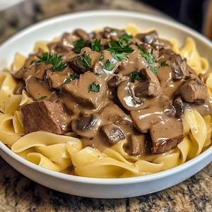 BEST RECIPE for Homemade Beef Stroganoff | Classic Creamy Beef & Mushroom Pasta | Comfort Food Dinner Idea | Download