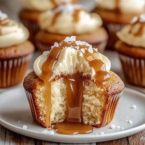 BEST RECIPE for Salted Caramel Cupcakes | Gooey Dessert | Printable Recipe | Download Pdf