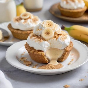 BESTE RECEPT voor mini-bananenroomtaarten zonder te bakken | Makkelijk romig bananendessert | Pdf direct downloaden | Recept voor taart zonder bakken