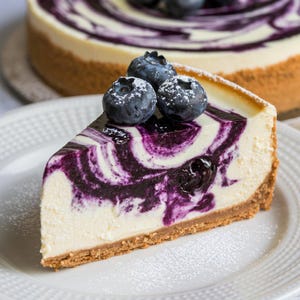 BEST RECIPE for Blueberry Swirl Cheesecake Recipe | Creamy Baked Cheesecake with Fruit Swirl | Easy Dessert Recipe | Instant Download PDF