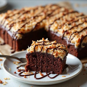 BEST RECIPE For German Chocolate Poke Cake | Moist Chocolate Cake with Caramel and Coconut | Instant Digital Download PDF