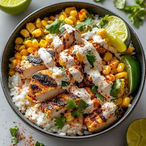 Street Corn Chicken Rice Bowl Recipe: Mexican-Inspired Dinner (Download PDF)