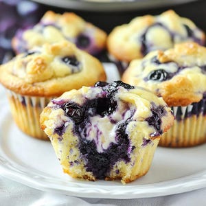 MIGLIORE RICETTA per Muffin al Formaggio Cremoso e Mirtilli / Cupcake Spuntino Gourmet Umido / Ricetta Stampabile / Scarica Pdf