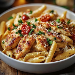Creamy Parmesan Chicken Penne Recipe: Easy Family Dinner (Instant Download PDF)