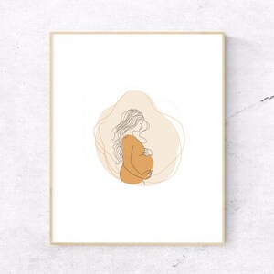 Cartel de embarazo, mujer embarazada, minimalista, arte lineal.