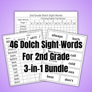 Dolch Sight Words for 2nd Grade Bundle: Read, Trace, Write Worksheets ...