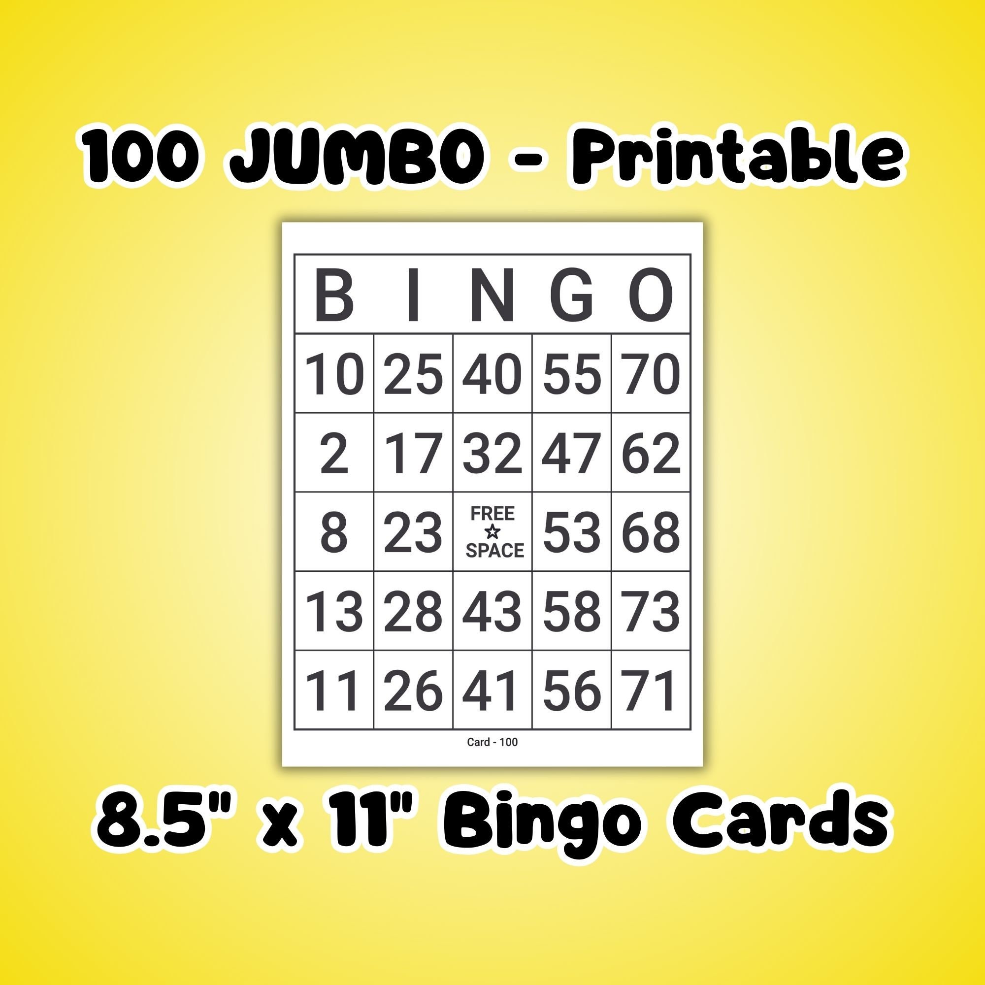 Jumbo Large Print Bingo Cards - FREE Shipping