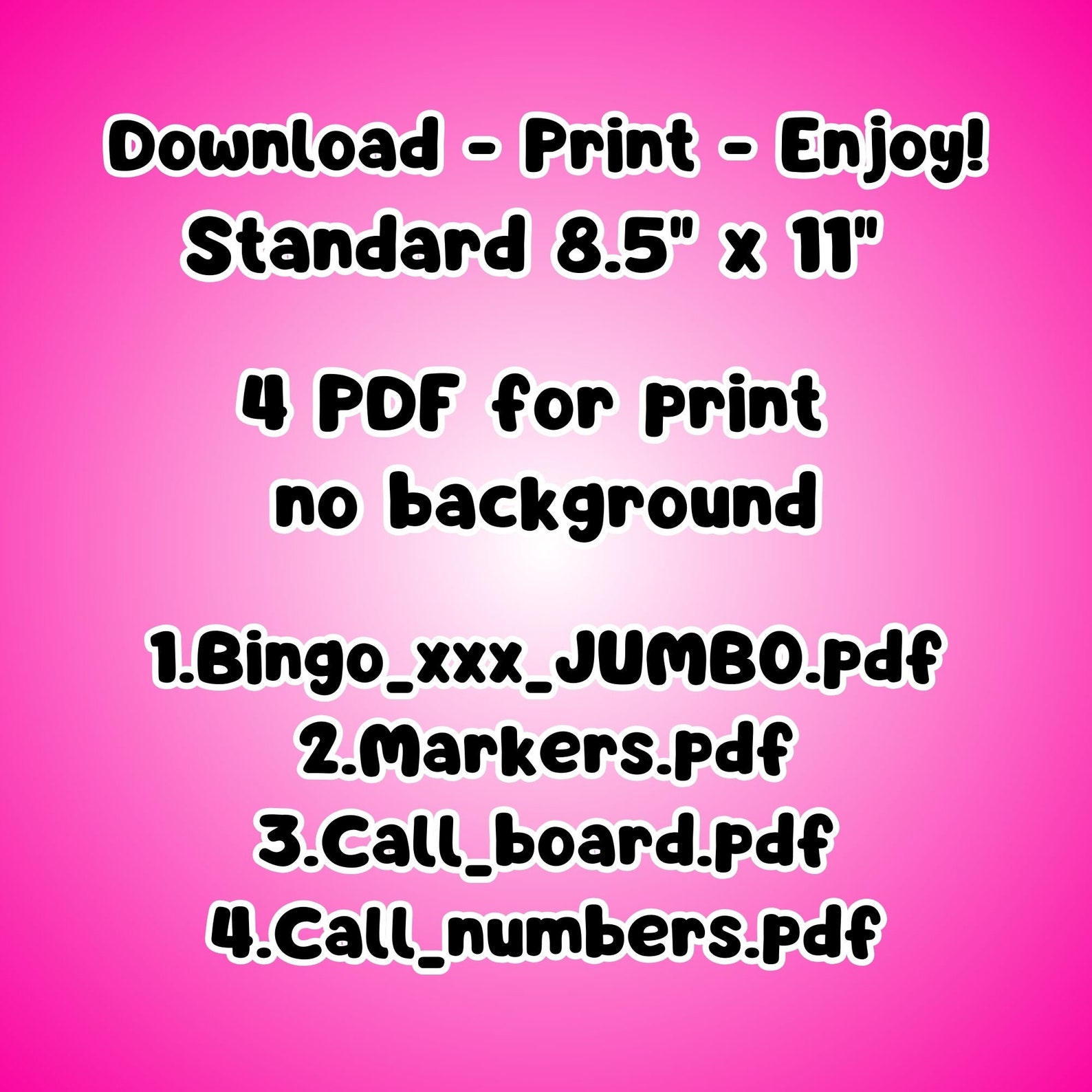 1000 Unique Jumbo Printable Bingo Cards Instant PDF Download Bingo Game ...