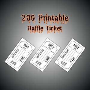200 Halloween Raffle Tickets: Printable PDF Template