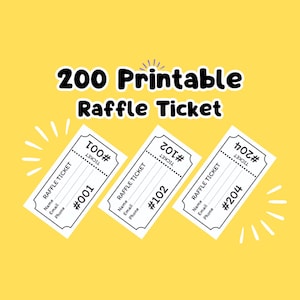 200 Raffle Loss, Einfach zu schneiden mit vorgestanzten Linien, einfach zu drucken, unterstützt farbigen Karton, gebrauchsfertiges PDF zum Drucken ohne Hintergrund