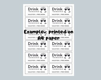 Drink Tickets | Printable, A4 Optimized, Cut Lines for Any Drink Tickets | Printable, A4 Optimized, Cut Lines for Any