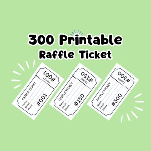 300 Raffle Loss, Einfach zu schneiden mit vorgestanzten Linien, einfach zu drucken, unterstützt farbigen Karton, gebrauchsfertiges PDF zum Drucken ohne Hintergrund