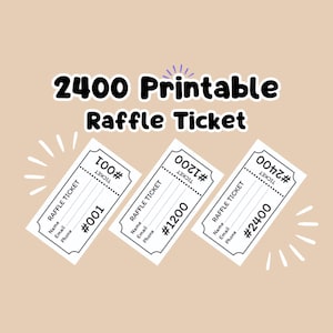 2400 Raffle Ticket, Einfach zu schneiden mit vorgestanzten Linien, einfach zu drucken, unterstützt farbigen Karton, gebrauchsfertig, PDF zum Drucken ohne Hintergrund