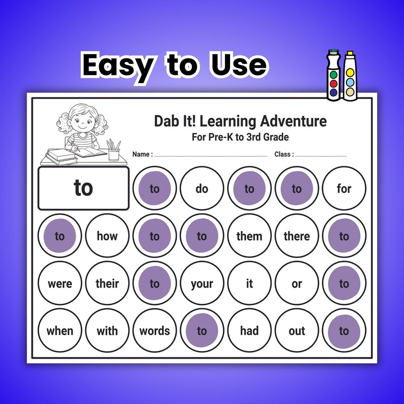 Pre-k Dolch Sight Word Dab It Worksheets: 40 Printable Activities for ...