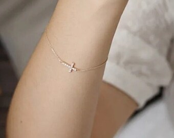 Cross Bracelet Women-Silver Bracelet, 14k Gold Bracelet, Bracelet For Women, Gold Filled Bracelet, Gold Chain Bracelet, Bridesmaid Bracelet!