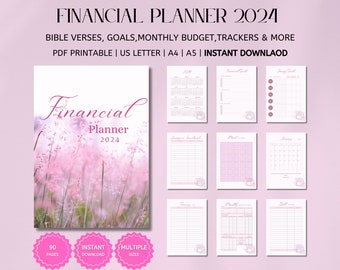 Budget Planner A4, A5, US Letter, digital download Printable, Bible Verse, savings tracker, Meal Planner, Financial Planner, Saving Goal,PDF