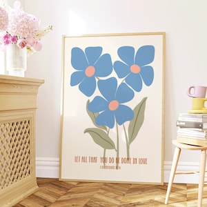 Let All That You Do Be Done In Love, Digital Print, Bible Verse Printable Wall Art, Inspirational Poster Print, Aesthetic Decor