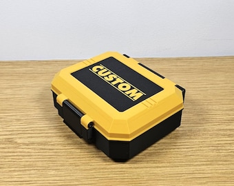 Personalized Tool Storage Box: DeWalt Style Organizer with Tray