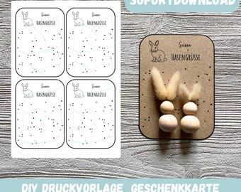 Sweet Bunny Greetings - Printable Gift Card, Craft Template Easter Gift Idea, Easter Gift, Packaging, Easter Souvenir, PDF