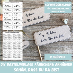 Decorazione da tavola, modello di stampa, bello che tu sia qui, etichetta regalo, decorazione per torta, per comunione, matrimonio, compleanno, modello artigianale fai da te